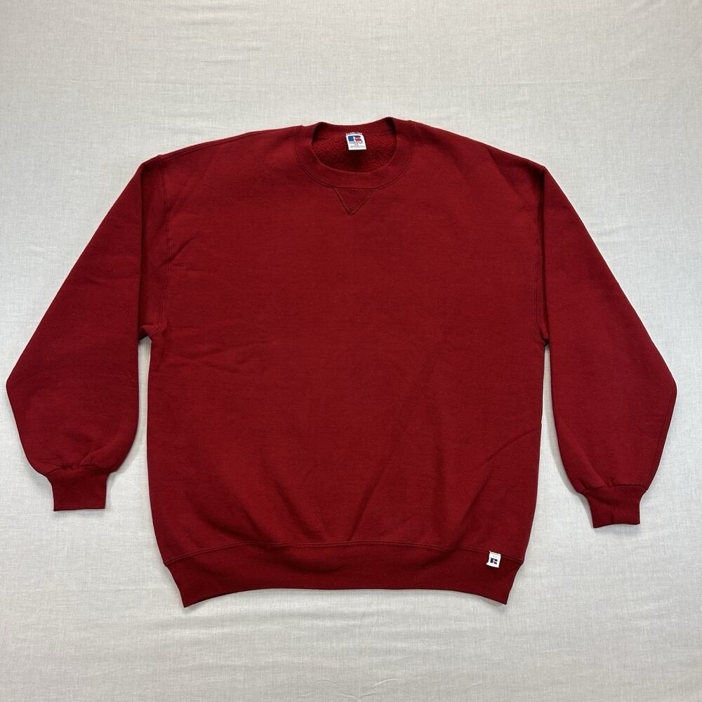 Vintage 90s Russell Athletic Blank Sweatshirt Mens XXL Red Crewneck Pullover USA